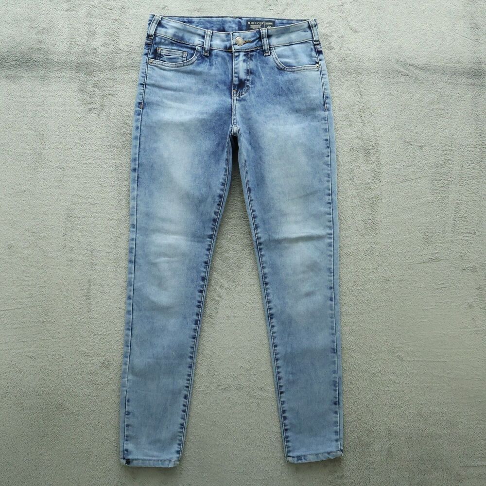 M. OFFICER Jeans Women's 40 US-8 Blue Mid-Rise Super Skinny Denim 30" Inseam